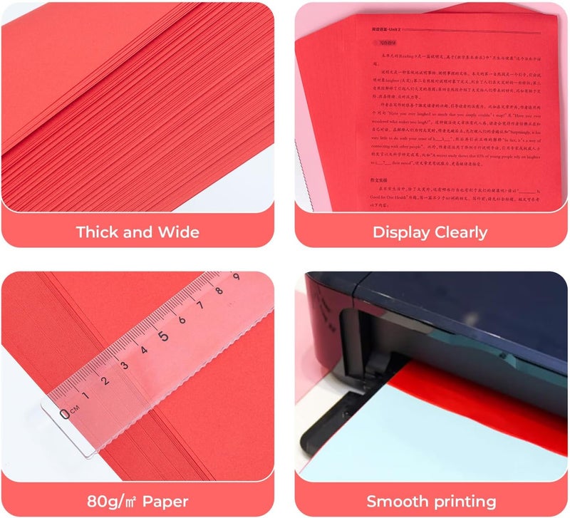MG 100 Sheets Red Copy Printing Paper, 8.3 X 11.7 inch Color Printer Papers, Red Construction Paper for Card Making Scrapbooking School Office Party DIY Craft - Image 5